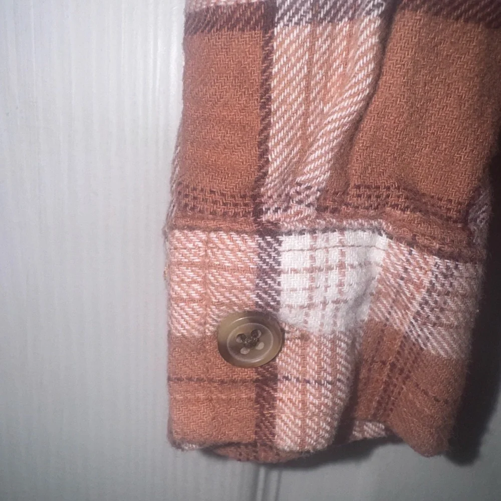Old Navy Boys 4T Brown Plaid Flannel Button Down Shirt Long Sleeve